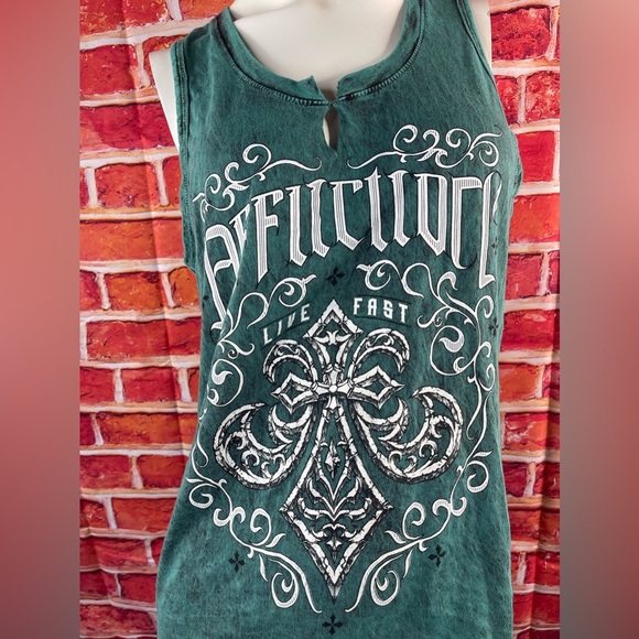 Affliction Tops - Affliction women’s green tank top